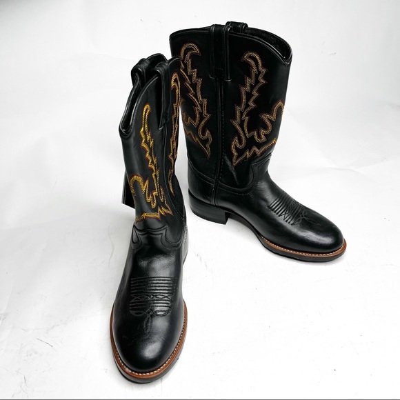 COPY - Double H | Black and Orange Thread Western Boots - Picture 2 of 8